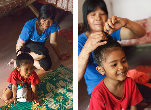 [Photo: Burm Survivor and Child]